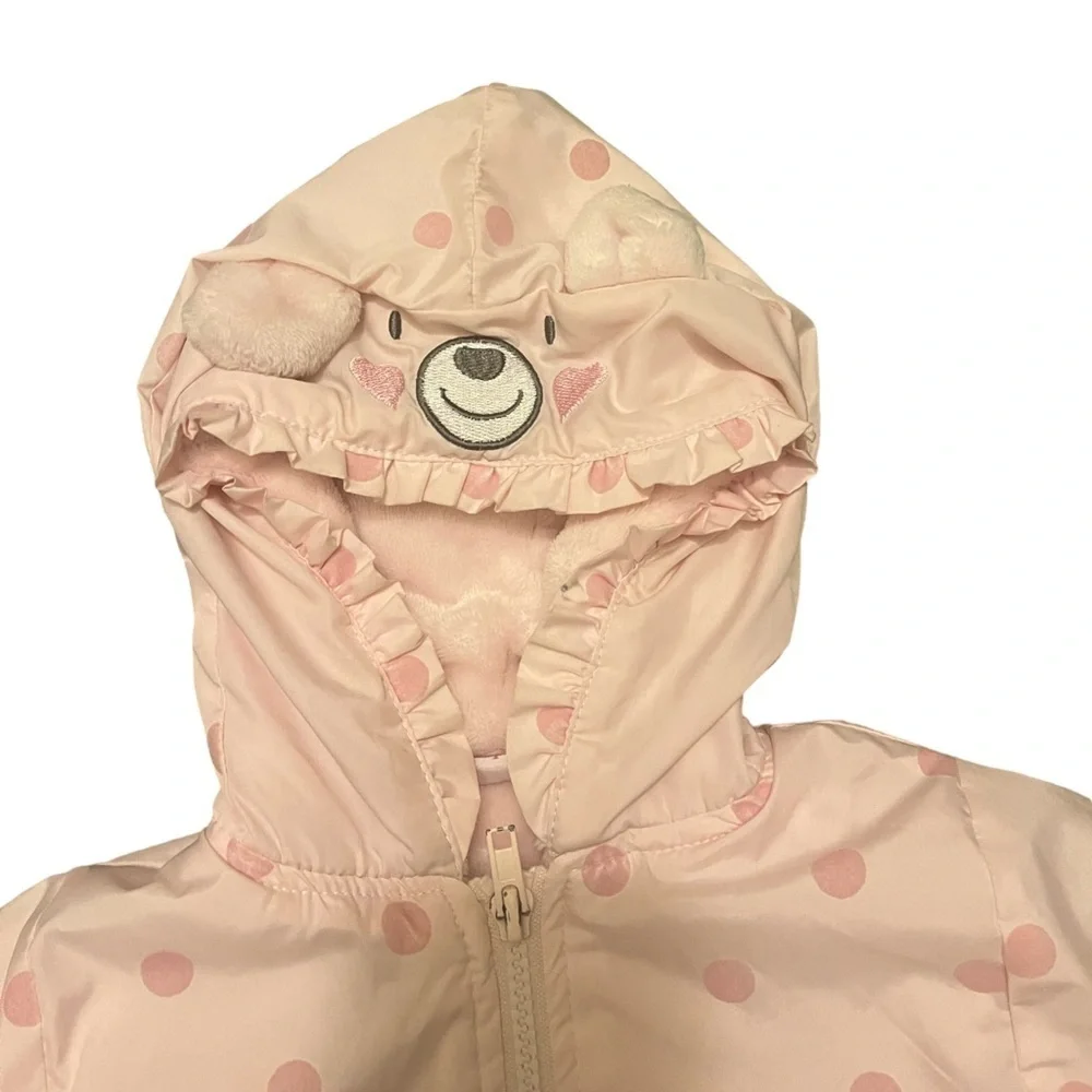 Penelope Mack Pink and Pink Polka Dot Jacket. Size:18M Dual Insulated Coat.